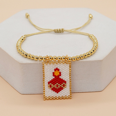 Handmade Glass Seed Bead Charm Bracelets PX3298-8-1