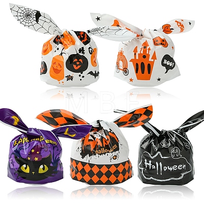50Pcs 5 Styles Rabbit Shaped Halloween Candy Plastic Bags ABAG-FS0001-08A-1