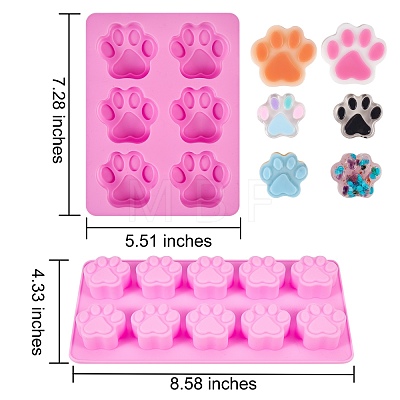 2Pcs 2 Styles Paw Shaped Fondant Molds DIY-SZ0002-69-1