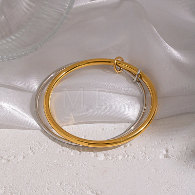 304 Stainless Steel Double Layered Plain Bangles for Women EC4936-1
