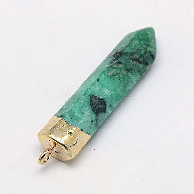 Natural Dyed Crystal Pencil Pointed Pendants G-L044-05-1