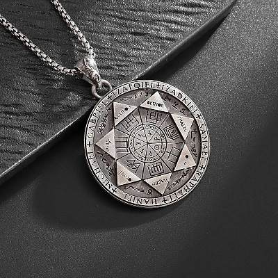 Alloy Gothic Seven Archangels Seal Magic Circle Pendant Necklaces for Men WG0D1B4-01-1