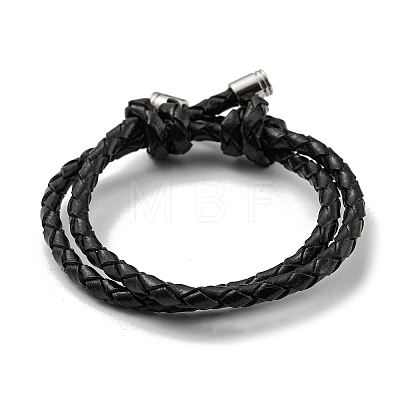 Adjustable Leather Cords Braided Double Layer Multi-strand Bracelets BJEW-F468-01-1