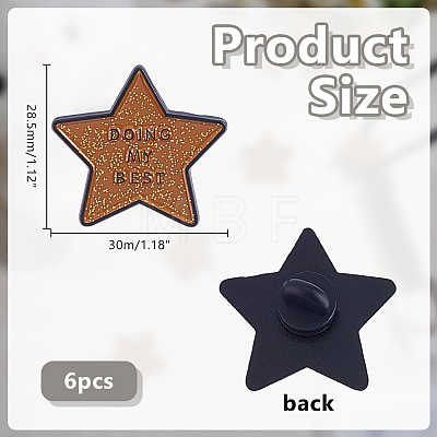 6Pcs Star with Word Doing My Best Enamel Pins JEWB-HY0001-62-1