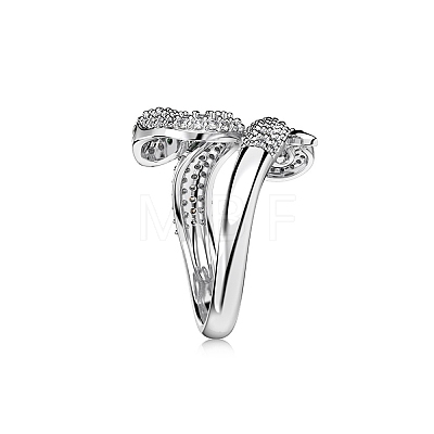 Rhodium Plated 925 Sterling Silver Wrap Snake Finger Rings RJEW-Z040-16P-1