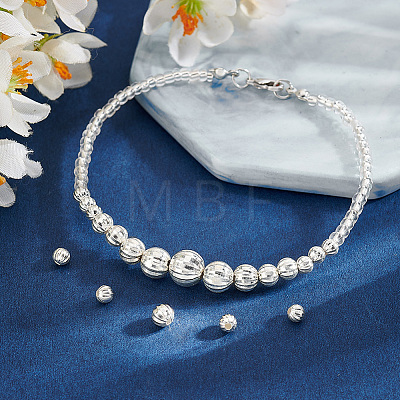   20Pcs 5 Style Fancy Cut Faceted Round 925 Sterling Silver Beads STER-PH0001-69-1