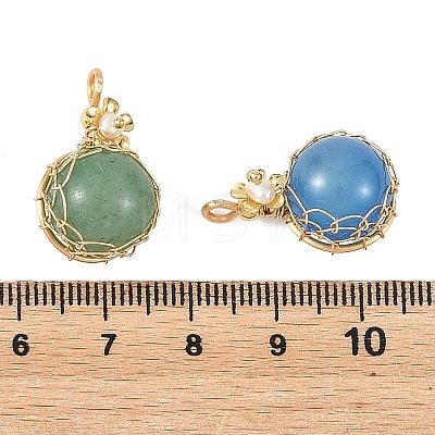 Natural Mixed Stone & Natural Cultured Freshwater Pearl Pendants PALLOY-JF05992-1