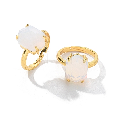 Hexagon Opalite Finger Rings RJEW-B113-02G-03-1