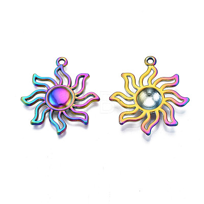 Rack Plating Rainbow Color Alloy Pendants PALLOY-S180-310-1