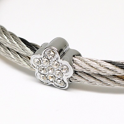 Trendy Women's 304 Stainless Steel Torque Bangles BJEW-N225-47-1