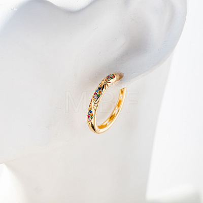 Brass Micro Pave Cubic Zirconia Hoop Earrings FS-WGC6509-02-1