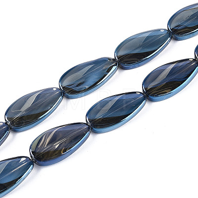Electroplate Transparent Glass Beads Strands EGLA-N055-02G-1