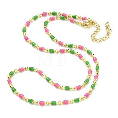 Brass Enamel Column Link Chain Necklaces NJEW-H039-10A-03G-1