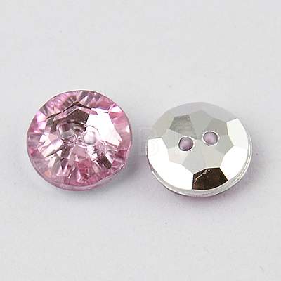 2-Hole Taiwan Acrylic Rhinestone Flat Round Buttons BUTT-F015-21mm-22-1