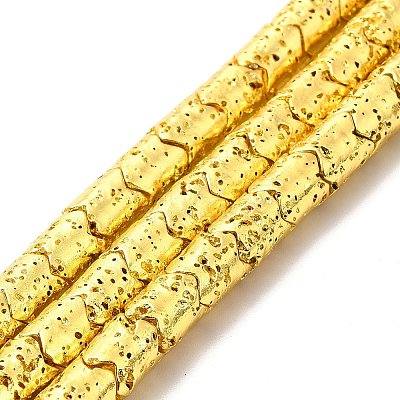 Electroplated Natural Lava Rock Beads Strands G-G984-03-1