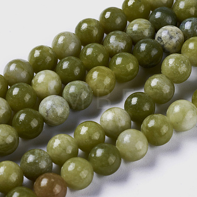 Natural Chinese Jade/Southern Jade Beads Strands G-G735-38-6mm-1
