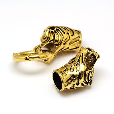 Tibetan Style Alloy Animal Tiger Head Spring Gate Rings PALLOY-A063-03AG-1