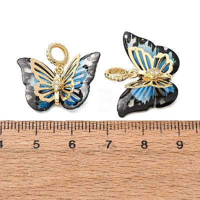 Brass Micro Pave Cubic Zirconia with Acrylic Pendants AC-CJC23E2-01G-02-RS-1