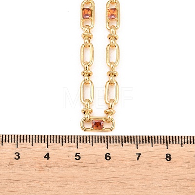 5MM Brass Pave Cubic Zirconia Oval Link Chain Necklaces NJEW-D324-01G-04-1
