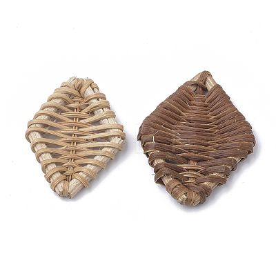 Handmade Reed Cane/Rattan Woven Beads WOVE-Q075-07-1