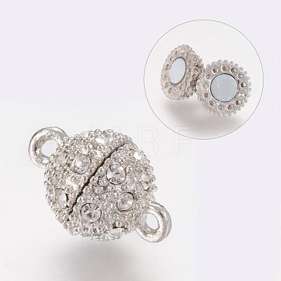 Alloy Rhinestone Magnetic Clasps with Loops RB-H116-2-N-1
