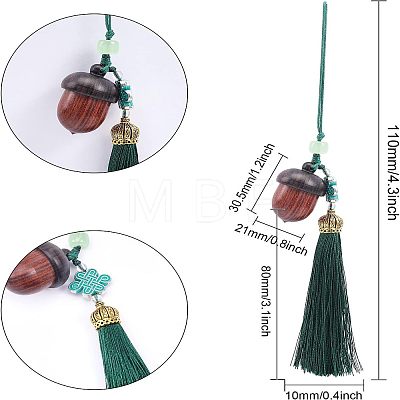 Acorn Wood Diffuser Pendant Decorations HJEW-WH0042-54B-1