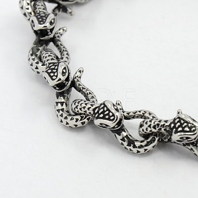 Fashionable Retro Jewelry 304 Stainless Steel Snake Bracelets for Men BJEW-L045-26-1