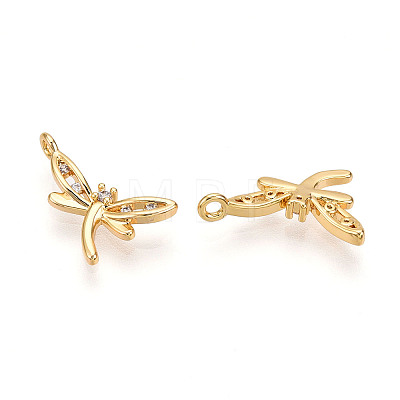 Brass Micro Pave Cubic Zirconia Charms KK-N261-74G-1