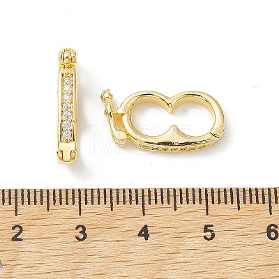 Brass Micro Pave Clear Cubic Zirconia Twister Clasps KK-K360-27A-G-1