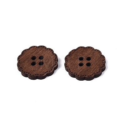 4-Hole Flower Wood Buttons BUTT-Q046-13B-1