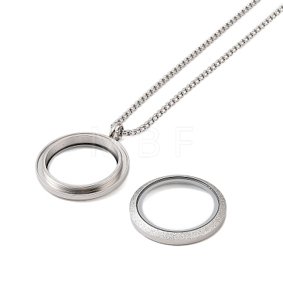 Non-Tarnish Vacuum Plating 304 Stainless Steel Ring Pendant Necklaces NJEW-N055-22B-P-1