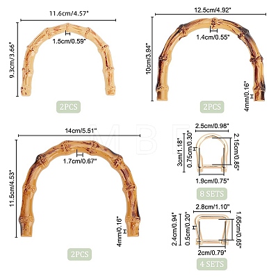   6Pcs 3 Style Plastic Imitation Bamboo U-Shaped Bag Handles FIND-PH0010-44-1