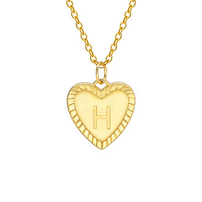 Golden Tone Brass Cable Chain Letter Heart Pendant Necklaces for Women PW-WG67FD6-08-1