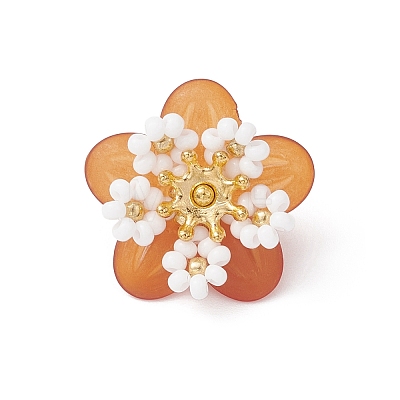 Glass Seed Beaded Flower Pendants PALLOY-MZ01128-02-1