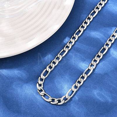 6MM 304 Stainless Steel Figaro Chain Necklaces for Women NJEW-G177-02P-1