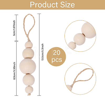 Wood Round Beads Pendant Decoration HJEW-CA00009-1