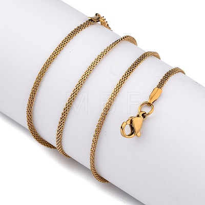 304 Stainless Steel Mesh Chain Necklaces for Women Men NJEW-P321-01G-1