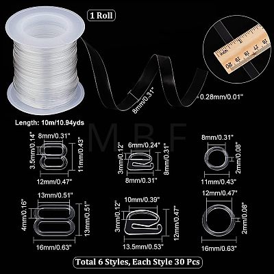   180Pcs 6 Style Plastic Buckles FIND-PH0006-92-1