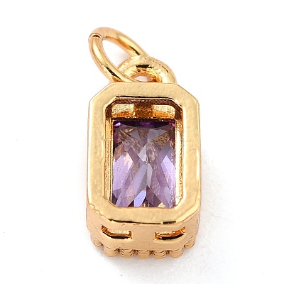 Real 18K Gold Plated Brass Inlaid Cubic Zirconia Charms LS-ZIRC-L100-075G-01-1