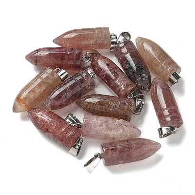 Natural Strawberry Quartz Pointed Pendants G-B127-18P-03-1