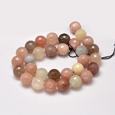 Grade AA Natural Multi-Moonstone Faceted Round Beads Strands G-M296-07-12mm-1