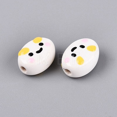 Handmade Porcelain Ceramic Beads PORC-Q005-07G-1