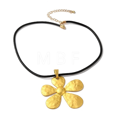 5-Petal Flower Alloy Pendant Necklaces NJEW-Q343-02G-1