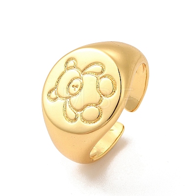 Rack Plating Brass Bear Open Cuff Rings RJEW-C050-04G-1