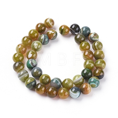 Natural Striped Agate/Banded Agate Beads Strands G-G582-8mm-44-1