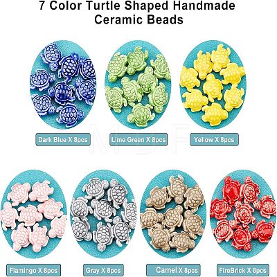 56Pcs 7 Colors Handmade Porcelain Ceramic Beads PORC-FH0001-04-1