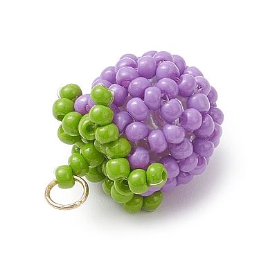 Glass Seed Beaded Tomato Pendants PALLOY-MZ01081-05-1