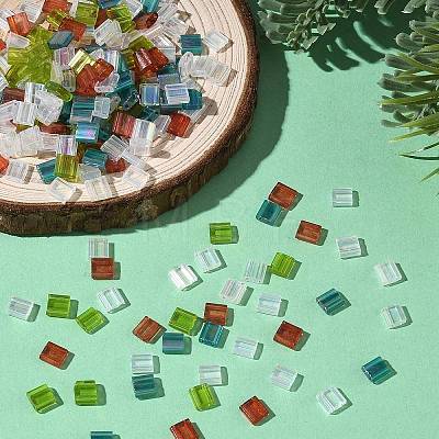 4 Colors Christmas 2-Hole Square Glass Seed Beads SEED-X0058-10-1