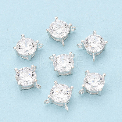 925 Sterling Silver Pave Clear Cubic Zirconia Flat Round Charms STER-T008-69S-02-1