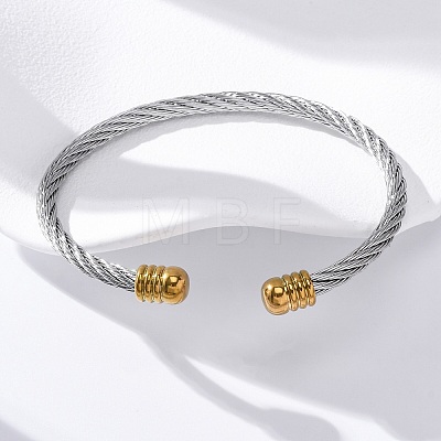 304 Stainless Steel Cuff Bangles BJEW-G584-05D-GP-1